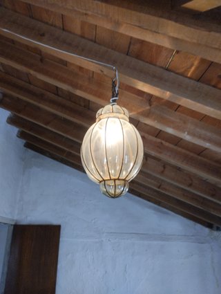 Lámpara techo vintage cristal soplado forja