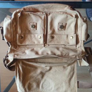 Bolso bolsa bandolera  mensajero de lona y cuero.