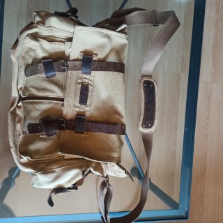 Bolso bolsa bandolera  mensajero de lona y cuero.
