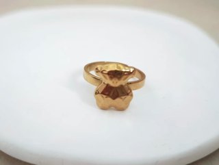 Anillo Oso Acero Inoxidable Dorado. Ajustable.