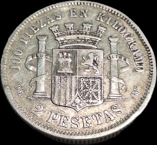 Moneda 2 Pesetas España 1870