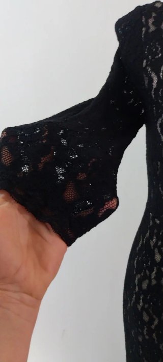 Abito lungo nero in pizzo