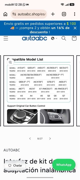 Carplay Android Auto para Audi