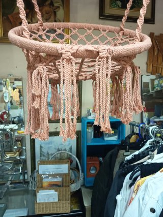 Asiento Colgante Macramé Salmón