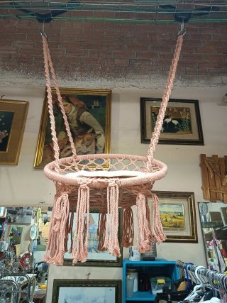 Asiento Colgante Macramé Salmón
