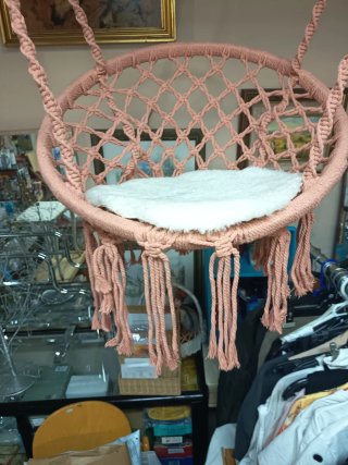 Asiento Colgante Macramé Salmón