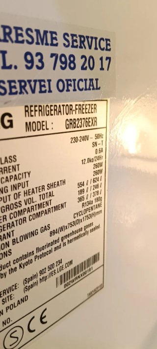 NEVERA AMERICANA L.G NO FROST ENERGÍA A+