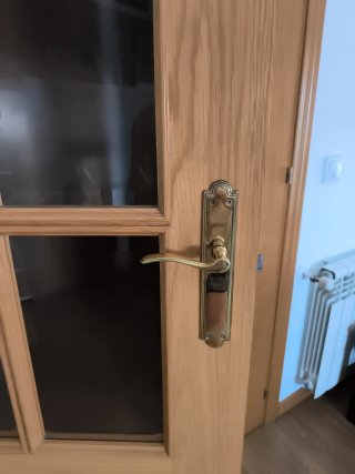 Puerta de salón de madera con cristal