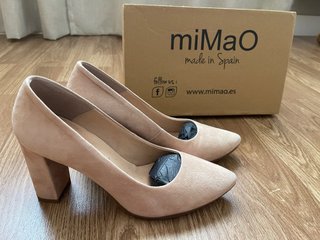 Zapatos tacón ante miMao beige/rosa