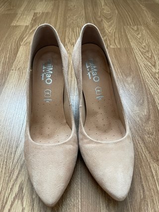 Zapatos tacón ante miMao beige/rosa