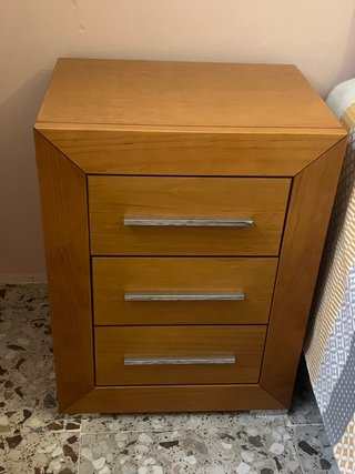 Conjunto cabecero 135cm y 2 mesitas madera