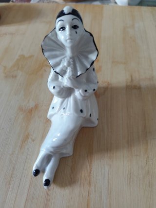 Statua Pierrot Ceramica Vintage