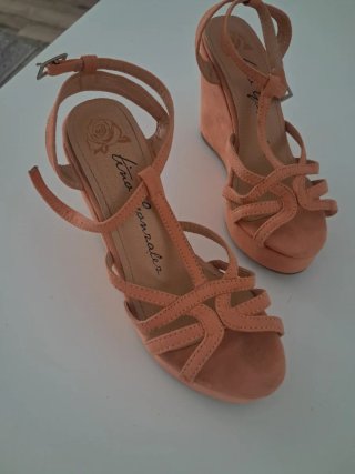Sandalias plataforma naranjas talla 38