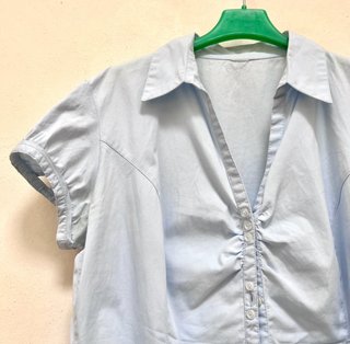 Camicia Camaïeu azzurra maniche a palloncino