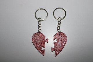 Porta-chaves Coração Dividido Glitter Vermelho