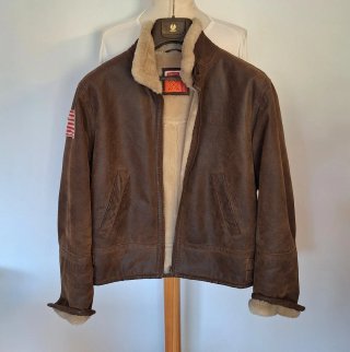 Chaqueta Cuero Oxbow Marrón Forro Borreguito