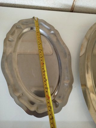 Juego de 2 bandejas metálicas plateadas