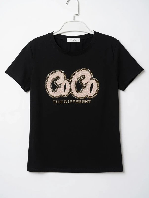 Camiseta Cocco Rosso con pedrería R811