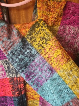 Chaqueta fina cuadros multicolor talla L