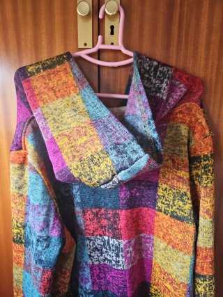 Chaqueta fina cuadros multicolor talla L