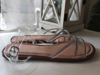 Sandalias Zara Talla 39 Brillantes Transparentes