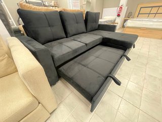Sofá Cama Chaise Longue con Arcón Negro