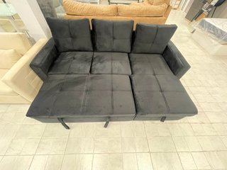 Sofá Cama Chaise Longue con Arcón Negro