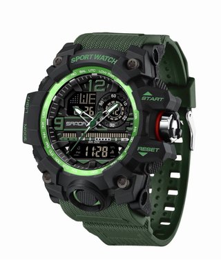 Reloj Deportivo SANDA Analógico Cuarzo Negro Verde