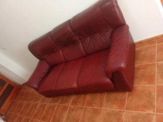 Sofá de cuero granate 3+2 plazas