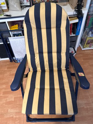 Silla de jardín rayas azul y amarillo