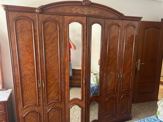Armario clásico 6 puertas madera y cristal