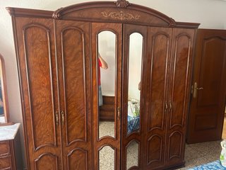 Armario clásico 6 puertas madera y cristal