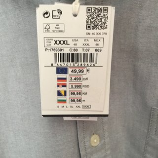 Camisa Oxford gris XXXL Cortefiel