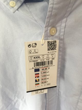 Camisa Oxford Cortefiel XXXL Azul Claro