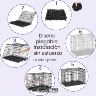 Jaula Plegable Transportín Perro Negro