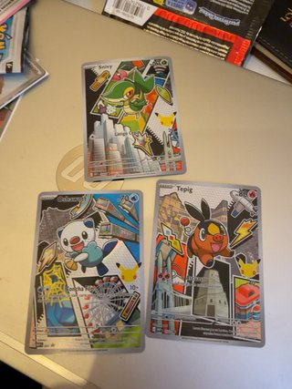 3 Cartas Pokémon Snivy, Oshawott, Tepig