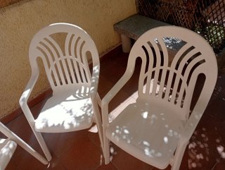 8 Sillas de Jardín Apilables Blancas