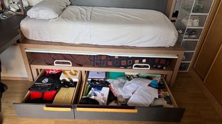 Cama nido compacta con cajones para 2 personas