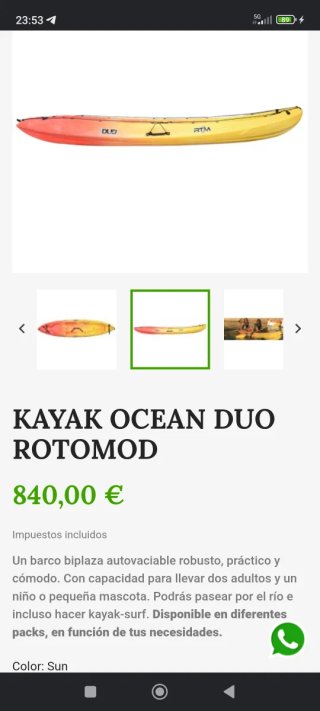 Kayak Ocean Dúo Amarillo/Naranja