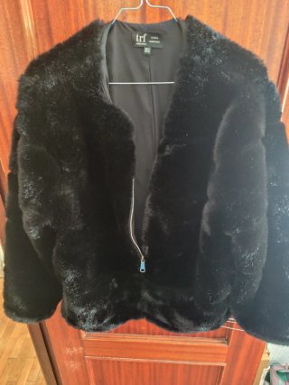 Abrigo pelo sintético Zara TRF Negro Talla XL