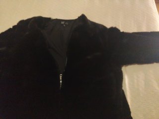 Abrigo pelo sintético Zara TRF Negro Talla XL