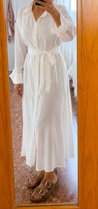 Vestido camisero blanco fluido H&M – Tejido suave
