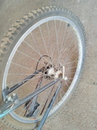 Bicicleta Montaña sillín manchado y rueda desinfla