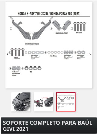 Honda ADV 750 y forza750 Soporte Maleta givi SR118