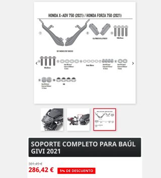 Honda ADV 750 y forza750 Soporte Maleta givi SR118