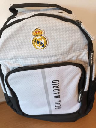 Mochila Real Madrid Grande Gris y Blanca