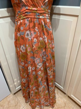 Vestido largo estampado floral naranja
