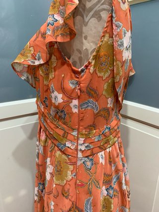 Vestido largo estampado floral naranja