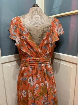 Vestido largo estampado floral naranja