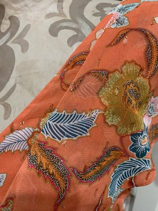 Vestido largo estampado floral naranja